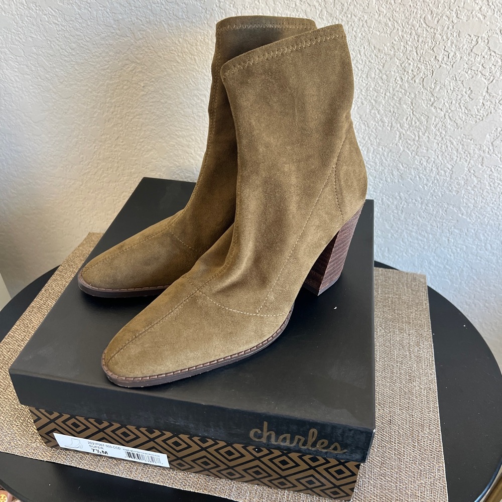 Charlies David Khaki Suede Heeled Boots